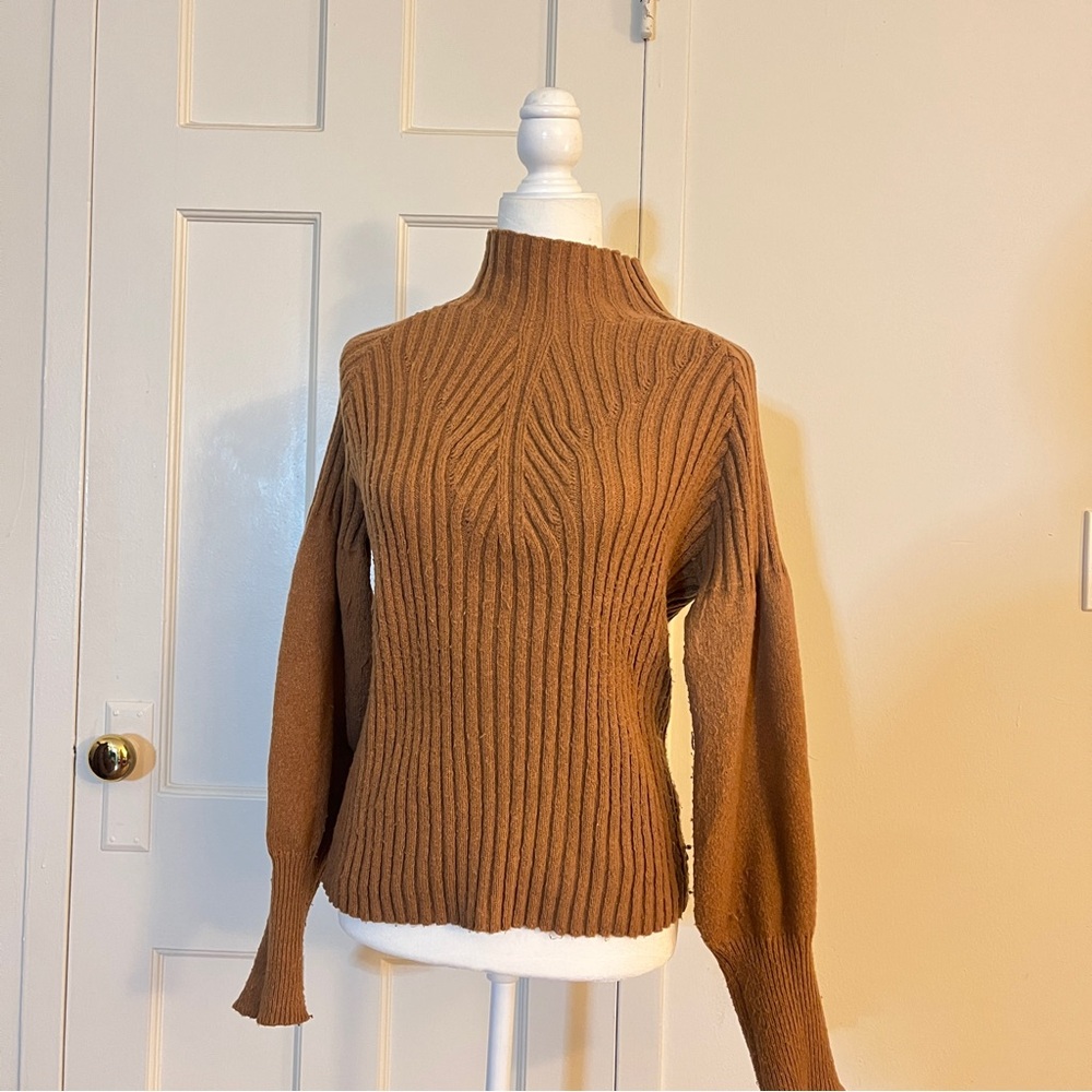 Max Studio Brown Ribbed Turtleneck Sweater